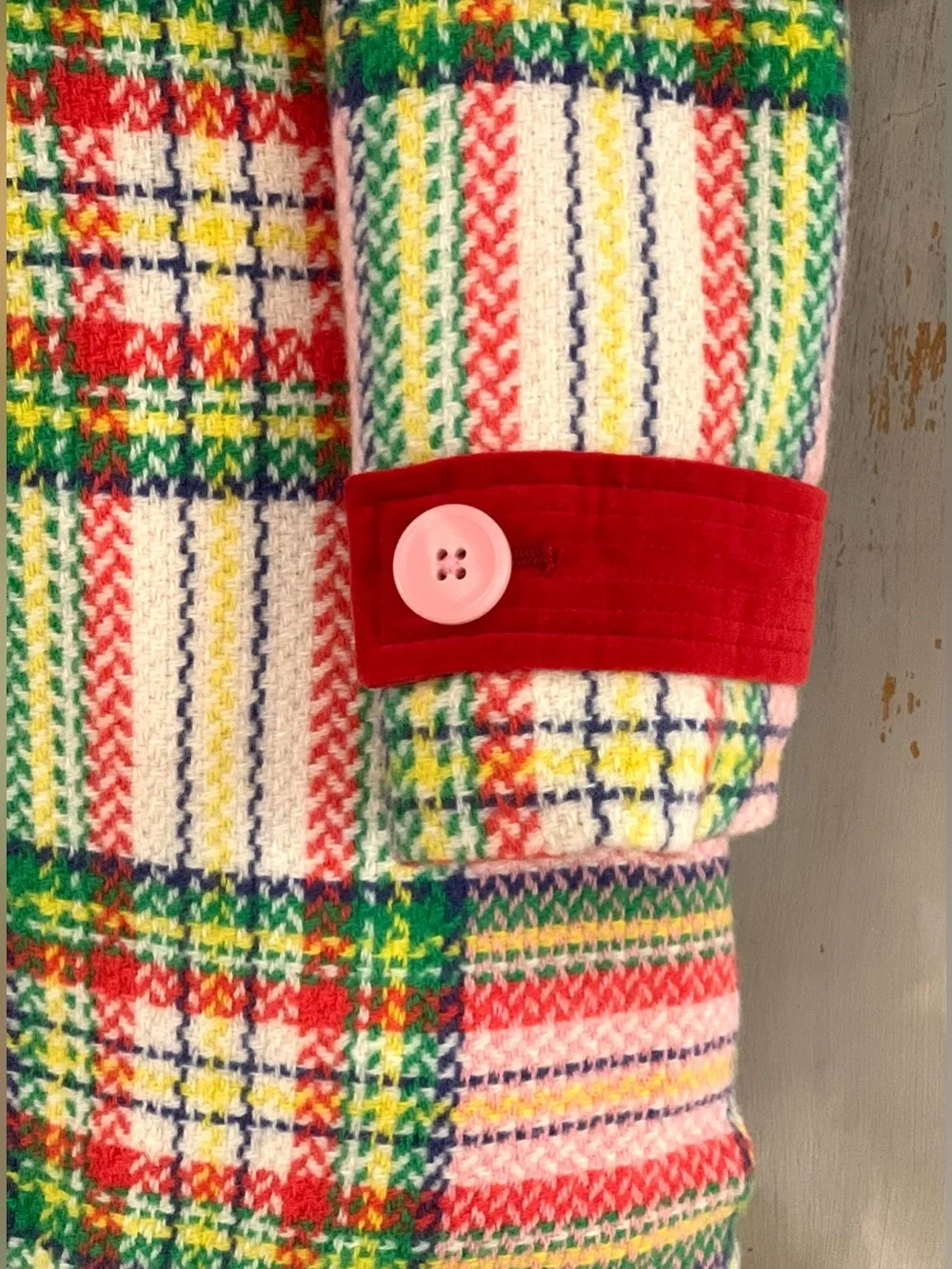 Mini Boden Colorful Plaid Wool Blend Coat Sz 8-9Y